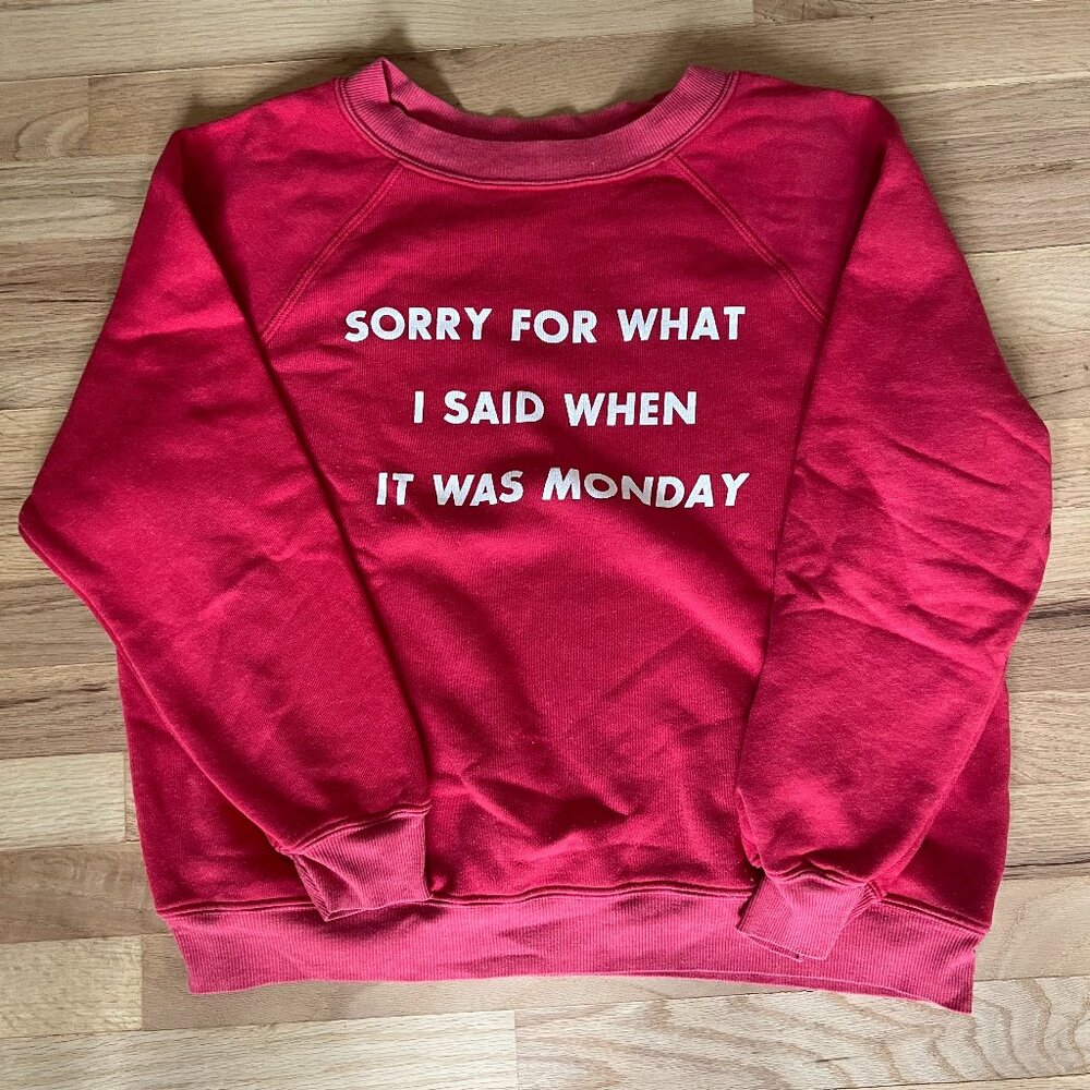 WILDFOX SORRY FOR WHAT I SAID WHEN IT WAS MONDAY SWEATSHIRT